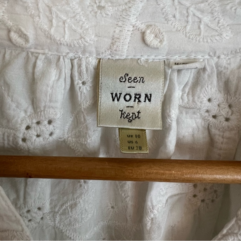 Anthropologie Seen Worn Kept Women's 6 White Peasant Top Cottagecore Prairiecore - Picture 3 of 11